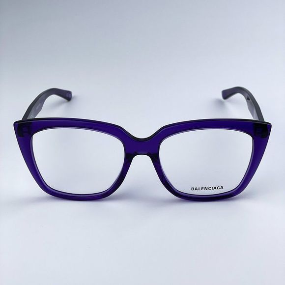 Balenciaga BB0062O 003 Eyeglasses Violet Logo Square Women - Picture 2 of 12